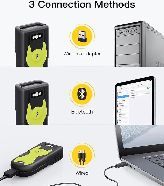 Alt view image 4 of 7 - Bluetooth Scanner 2D Barcode Scanner 2.4Ghz USB Adapter Exclusive Shortcut