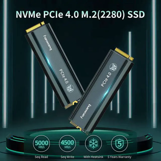 Alt view image 2 of 7 - fanxiang S660 2TB PCIe 4.0 NVMe SSD M.2 2280 Internal Solid State Drive - with Heatsink, Up to 4800MB/s, Perfectly Compatible with PS5, Dynamic SLC Cache