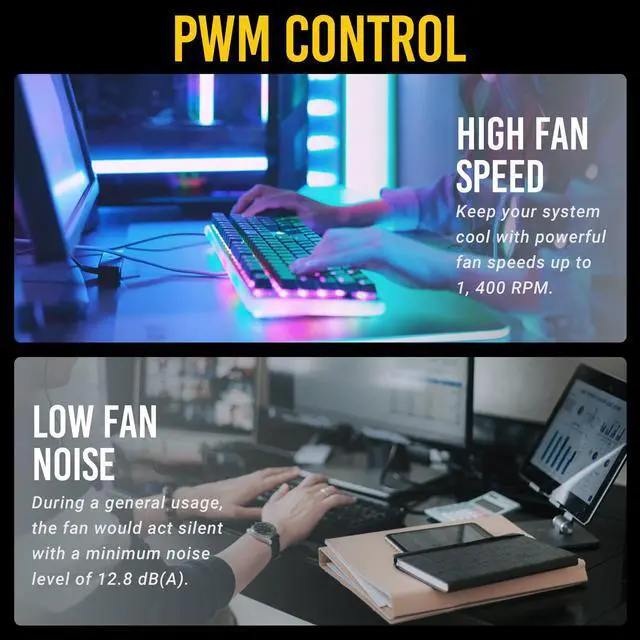 Alt view image 2 of 7 - PWM PC Fans, 120mm Fan, 4-pin PWM High Performance Case Fans, 12V 4-pin PWM Connector, Computer Fans with 1600 RPM, P12 Series 5 Packs