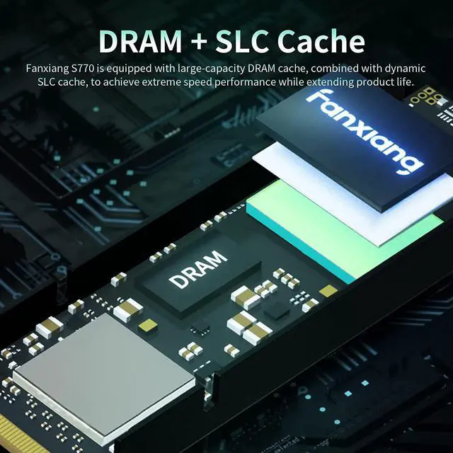 Alt view image 4 of 7 - fanxiang S770 1TB PCIe 4.0 NVMe SSD M.2 2280 Internal Solid State Drive, Configure DRAM Cache, with Heatsink, Up to 7300MB/s, Perfectly Compatible with PS5