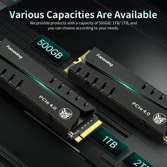 Alt view image 6 of 7 - fanxiang S770 1TB PCIe 4.0 NVMe SSD M.2 2280 Internal Solid State Drive, Configure DRAM Cache, with Heatsink, Up to 7300MB/s, Perfectly Compatible with PS5