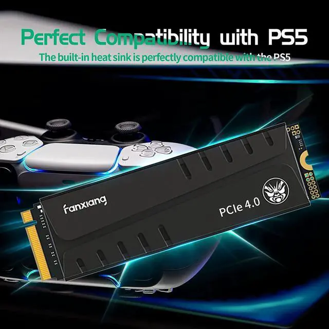 Alt view image 7 of 7 - fanxiang S770 1TB PCIe 4.0 NVMe SSD M.2 2280 Internal Solid State Drive, Configure DRAM Cache, with Heatsink, Up to 7300MB/s, Perfectly Compatible with PS5