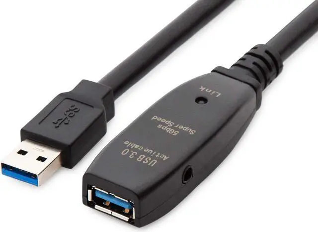 Alt view image 4 of 7 - 50 Feet Active USB Extension Cable 3.0 Male to Female with 2 Extension chipsets Signal Booster - Active Extension/Repeater Cord 15 Meters / 50 Feet (AC Power Supply Included)