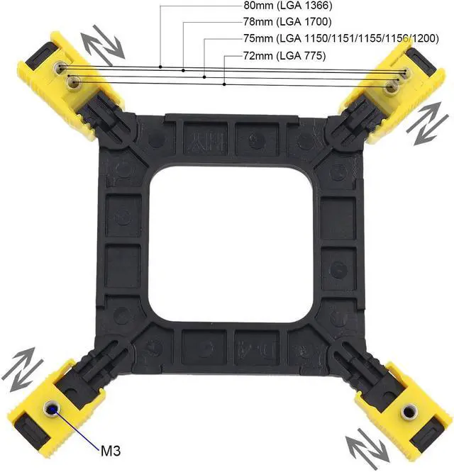 Alt view image 2 of 6 - Motherboard Backplate, CPU Heatsink Mounting Base, Radiator Holder Backplate for Intel LGA 775 1150 1155 1156 1200 1366 1700