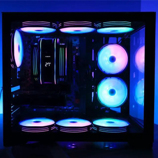 Alt view image 5 of 7 - ALSEYE M120D Plus CPU Air Cooler, Temperature Displayed CPU Cooler Comes with Dual ARGB & PWM 120mm Max Series Fans, Compatible with Intel LGA1700 /1200 /115X /2011/2066 /1366 and AMD AM4/AM5 (Black)