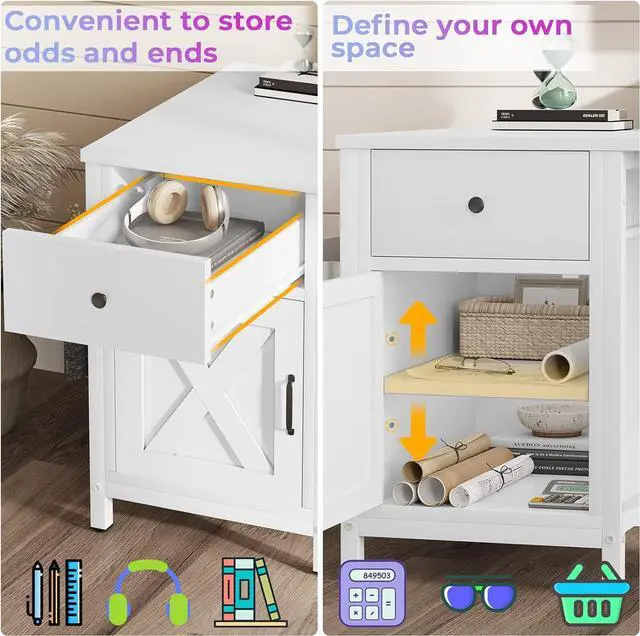 Alt view image 4 of 7 - L Shaped Computer Desk, Convertible 86.6" Home Office Desk or Corner Desk, L Office Desk with Drawer, Power Strip, Storage Cabinet, Monitor Stand & Storage Bag, White