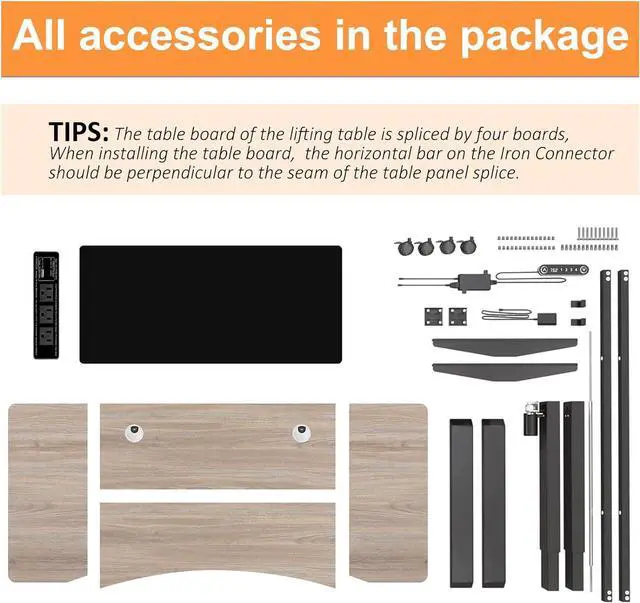 Alt view image 4 of 7 - 55 x 24 inch Standing Desk Electric Adjustable Height with Charging Station, Stand up Desk with Oversized Mouse Pad, Ergonomic Curved Workstation, 4 Caster, 4 Preset Heights Easy to Set