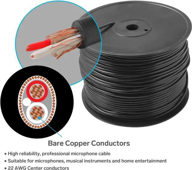 Alt view image 4 of 7 - 1000ft 22AWG 2-Conductor Microphone CableSteren ProAudio: Professional-Grade - Superior Sound Quality for Studio, Stage, and Live Performances