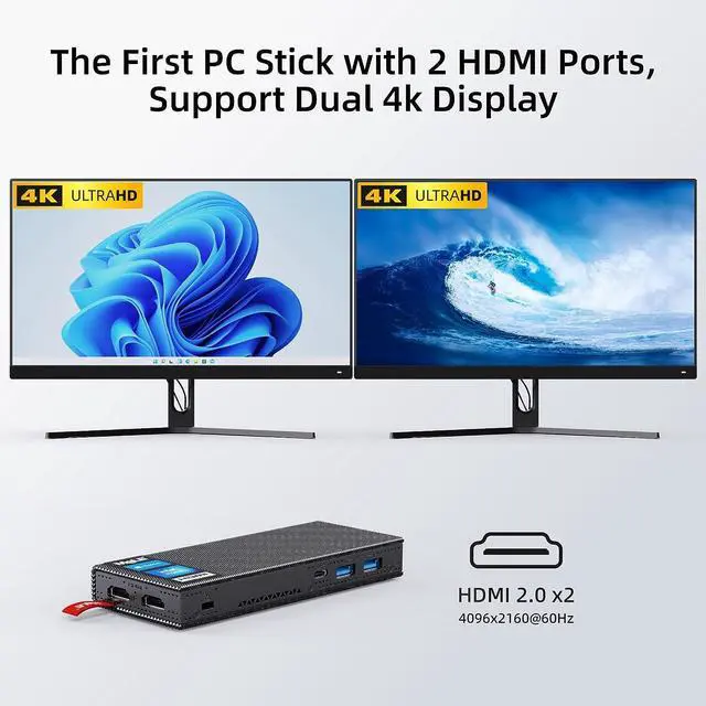 Alt view image 5 of 7 - MeLE PCG02 Pro Fanless Mini PC Stick N5105 8GB/256GB Windows 11 Pro WiFi6 USB PD3.0 Micro Computer Stick Dual HDMI 4K Gigabit Ethernet BT5.2 Small PC on Business Office Industrial IOT Media Home
