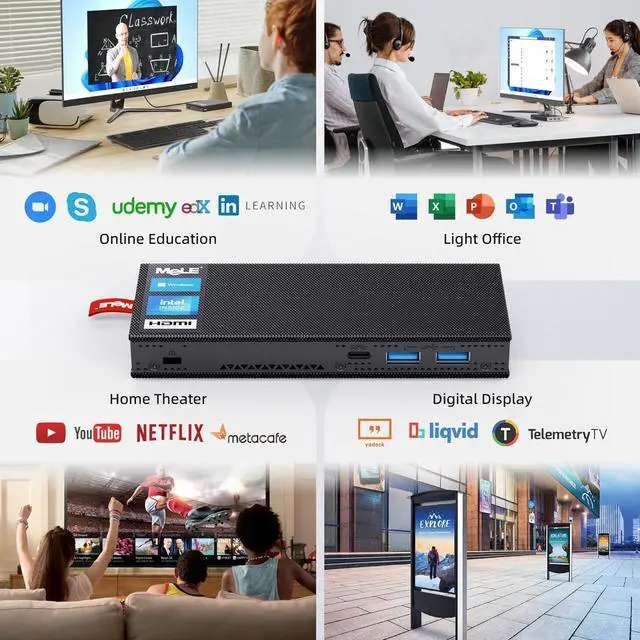 Alt view image 7 of 7 - MeLE PCG02 Pro Fanless Mini PC Stick N5105 8GB/256GB Windows 11 Pro WiFi6 USB PD3.0 Micro Computer Stick Dual HDMI 4K Gigabit Ethernet BT5.2 Small PC on Business Office Industrial IOT Media Home