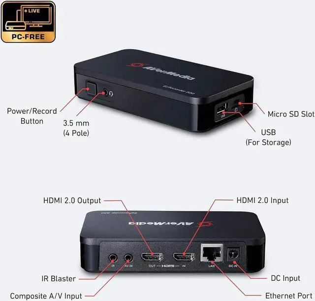Alt view image 3 of 5 - EZRecorder 330G.4K Pass-Through and 1080p Recording, HDMI Recorder, PVR, DVR, Schedule Recording, IR Blaster, Edit Without PC, Easy Installation (ER330G)