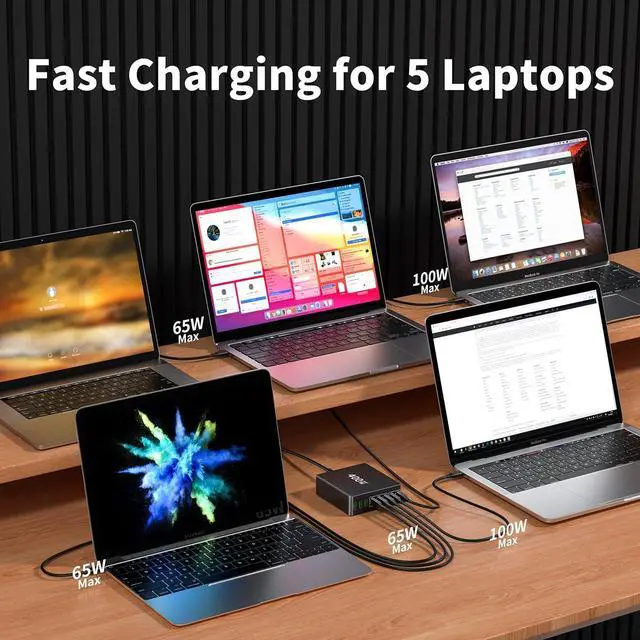 Alt view image 2 of 6 - USB C Charger 460W Fast GAN Charger Block 8 Port Charging Station Hub Brick Dual PD PPS 100W Laptop Charger Compatible with  HP MacBook Pro/Air/All iPad iPhone 16 15/14/13/Pro Max/Galaxy Note