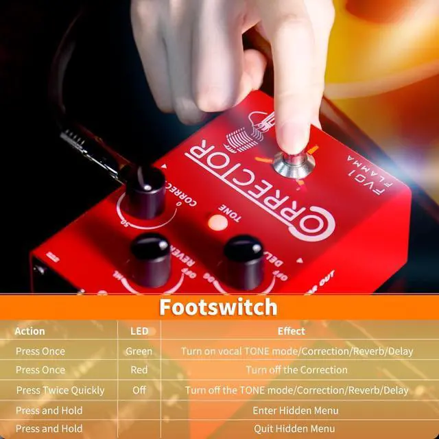 Alt view image 7 of 7 - FV01 Vocal Effects Processor Pitch Correction Voice Pedal Vocal Stompbox Microphone Amplifier for Singer Live Singing Streaming Recording with Delay Reverb Acoustic Guitar Playing