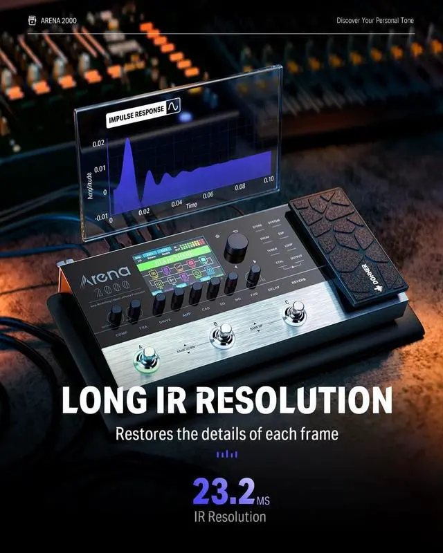 Alt view image 4 of 7 - Arena 2000 Guitar Multi-Effects Pedal with 278 Effects, 100 IRs, Looper, Drum Machine, Amp Modeling, XLR and MIDI Support