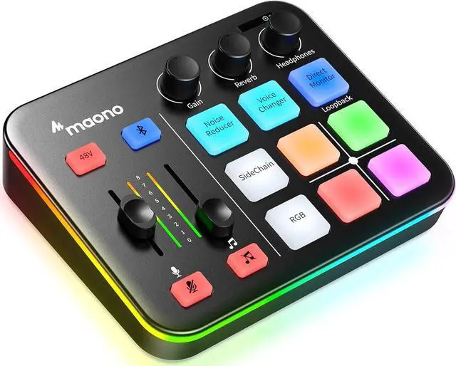Main image of Gaming Audio Mixer, Audio Interface with Pro-preamp, RGB, Bluetooth, 48V Phantom Power for Live Streaming, Podcasting, Content Create, Gaming MaonoCaster G1 NEO (BLACK)