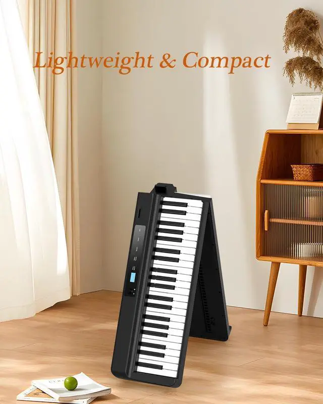 Alt view image 3 of 6 - [2024 New] 88 Key Folding Piano Keyboard,Full Size Semi-Weighted Portable Digital Piano,Foldable keyboard Built-in Bluetooth & MIDI for Adult, Toddlers, Kids