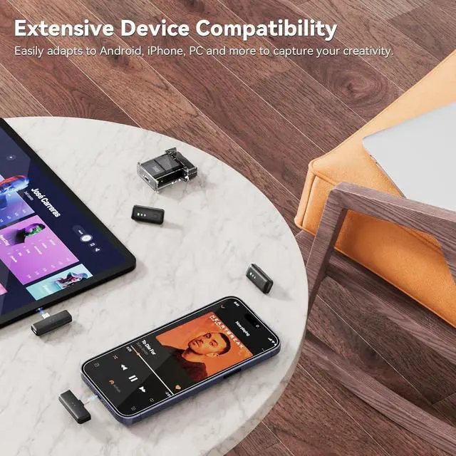 Alt view image 6 of 7 - LEVN Wireless Lavalier Microphone, Microphone for iPhone (2 TX + 2 RX + Charging Case), Mini Mic with Noise Cancellation, 20H Battery, 200ft, Wireless Microphone for iPhone 15/14/13/12, Android, PC