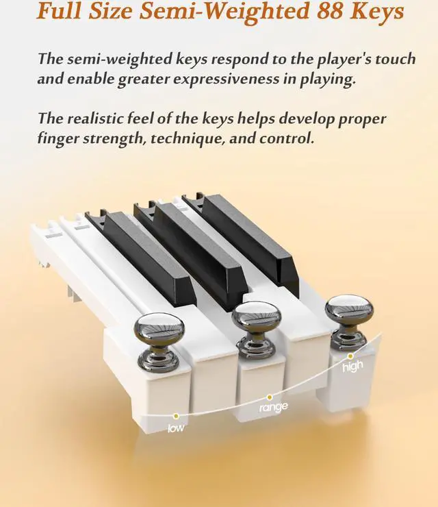 Alt view image 4 of 6 - [2024 New] 88 Key Folding Piano Keyboard,Full Size Semi-Weighted Portable Digital Piano,Foldable keyboard Built-in Bluetooth & MIDI for Adult, Toddlers, Kids