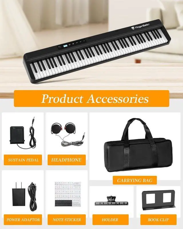 Alt view image 6 of 6 - [2024 New] 88 Key Folding Piano Keyboard,Full Size Semi-Weighted Portable Digital Piano,Foldable keyboard Built-in Bluetooth & MIDI for Adult, Toddlers, Kids