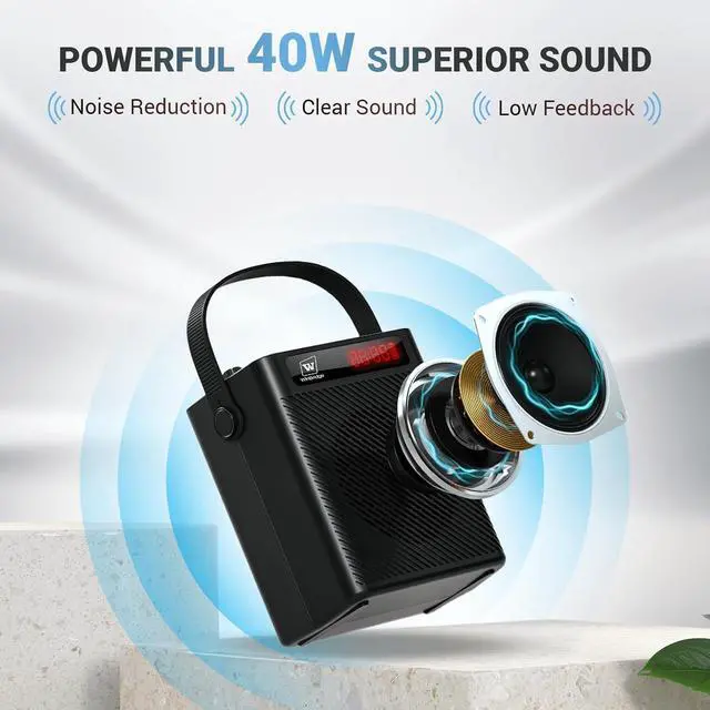 Alt view image 3 of 7 - Voice Amplifier Wireless Microphone/Handheld Mic- Portable Microphone and Speaker Wireless Karaoke System, Bluetooth Speaker with Mics Personal Pa System, 4 Sound Effects for Teachers Speaking S95