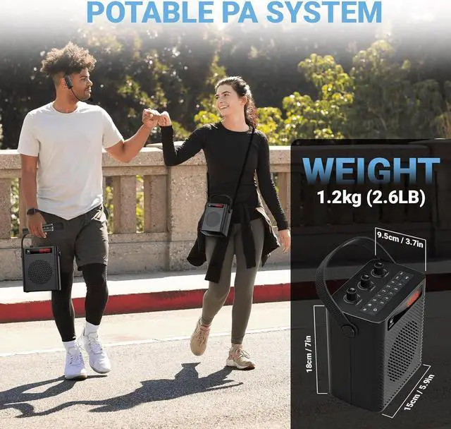 Alt view image 5 of 7 - Voice Amplifier Bluetooth 5.3 Wireless Headset Mirophone/Handheld Mic-40W Rechargeable Megaphone Personal Pa System Portable Microphone and Speaker Set, 4 Sound Effects for Teachers Presentation S95