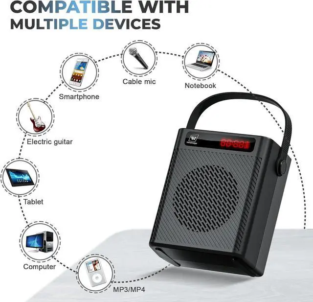 Alt view image 6 of 7 - Voice Amplifier Wireless Microphone/Handheld Mic- Portable Microphone and Speaker Wireless Karaoke System, Bluetooth Speaker with Mics Personal Pa System, 4 Sound Effects for Teachers Speaking S95