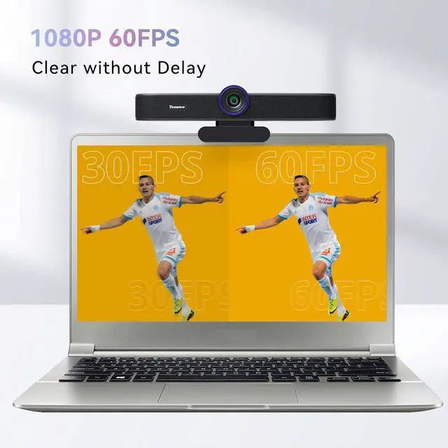 Alt view image 3 of 7 - Tenveo 1080P 60FPS Webcam with Microphone and Speaker, All-in-One Video Audio Conference Camera Autofocus 116° for Video Conferencing Gaming Meeting Live Streaming Works with Zoom OBS YouTube