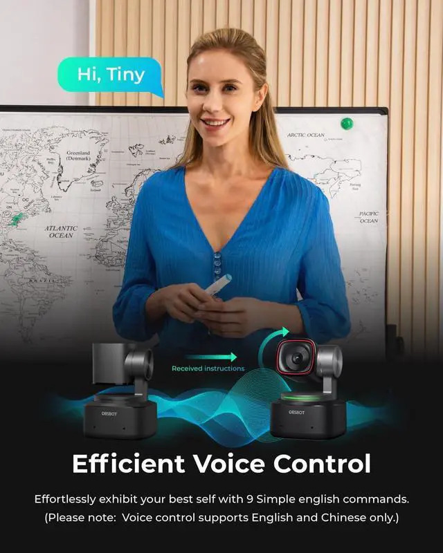 Alt view image 5 of 7 - Tiny 2 Webcam 4K Voice Control PTZ, AI Tracking Multi-Mode & Auto Focus, Web Camera with 1/1.5" Sensor, Gesture Control, 60 FPS, HDR Light Correction, Webcam for PC, Streaming, Meeting, etc.