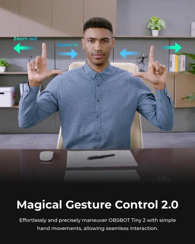 Alt view image 6 of 7 - Tiny 2 Webcam 4K Voice Control PTZ, AI Tracking Multi-Mode & Auto Focus, Web Camera with 1/1.5" Sensor, Gesture Control, 60 FPS, HDR Light Correction, Webcam for PC, Streaming, Meeting, etc.