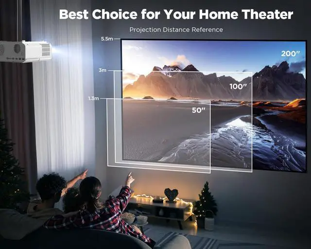 Alt view image 6 of 7 - Projector 4K with 5G WiFi and Two-Way Bluetooth, 600ANSI FHD Native 1080P Outdoor Movie Projector with 4P4D/PPT/Zoom, Mini Home Projector Compatible w TV Stick (White)