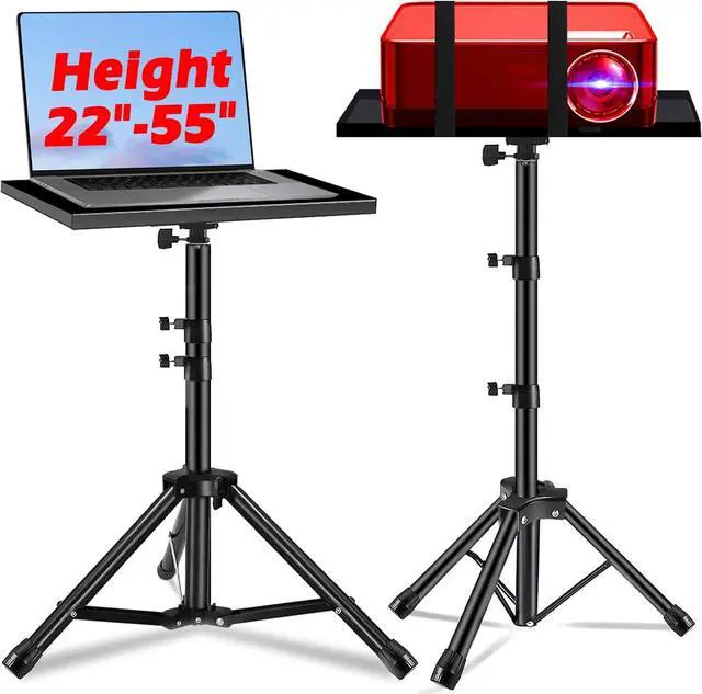 Main image of Projector Stand, 22 to 55 Inch Laptop Stand With Phone Holder, Tripod for DJ Equipment, Outdoor Movies, Office, Home, Stage or Studio (Black)
