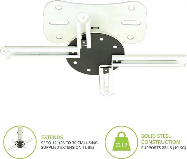 Alt view image 2 of 6 - P101W Universal Projector Ceiling Mount | Solid Steel Construction | Easy to Install | White