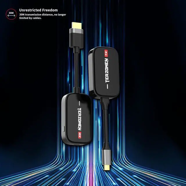 Alt view image 2 of 7 - Wireless HDMI Transmitter and Receiver HDMI Wireless Extender for Streaming Video/Audio to TV/Monitor/Projector from PC/Camera/Laptop AirLink Wireless Dongle HDMI to HDMI Display Adapter