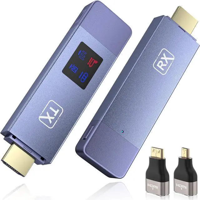 Main image of Wireless HDMI Transmitter and Receiver, Wireless HD Extender Plug & Play Portable 2.4G/5G with LED Screen HDMI Kit for Streaming Video and Audio to Monitor from Laptop/Pc/Tv Box/Projector