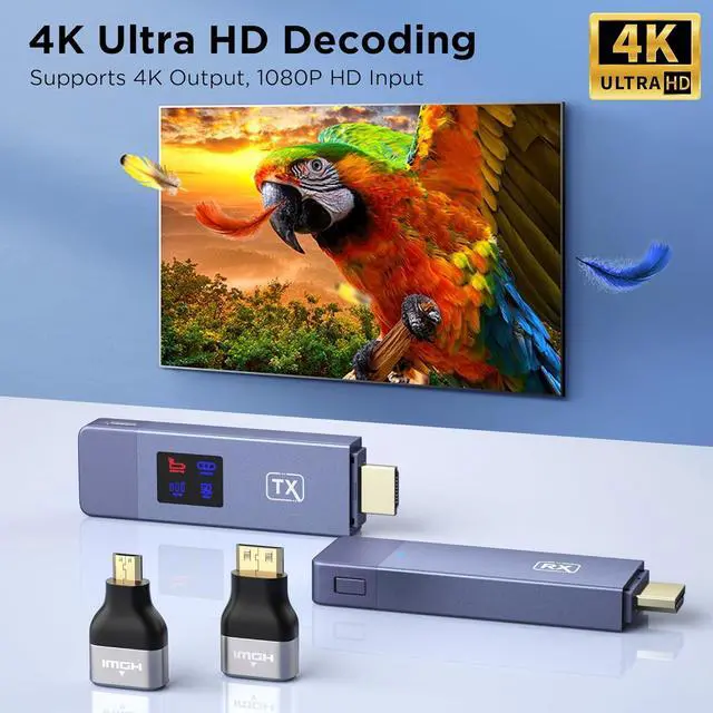 Alt view image 6 of 7 - Wireless HDMI Transmitter and Receiver, Wireless HD Extender Plug & Play Portable 2.4G/5G with LED Screen HDMI Kit for Streaming Video and Audio to Monitor from Laptop/Pc/Tv Box/Projector