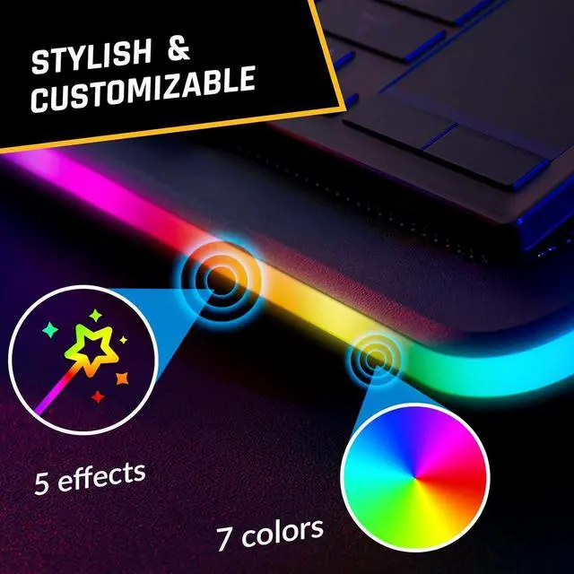 Alt view image 5 of 7 - RGB Laptop Cooling Pad with LED Rim - New 2024 - Gaming Laptop Cooler - USB Powered Fan - Very Stable and Silent Laptop Stand - Compatible up to 17" - PC Mac PS5 PS4 Xbox One