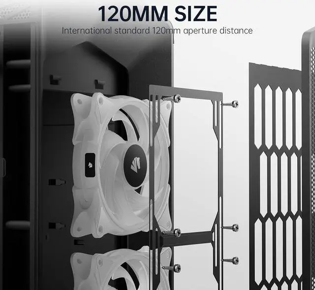 Alt view image 2 of 7 - FS-9002 Pro 120mm RGB Case Fan, 26 LED ARGB and Double LED Lingting Loops, 800-1800rpm Pwm Case Fan with 5V PWM Motherboard Sync/Analog Controller (6 Pack, White)