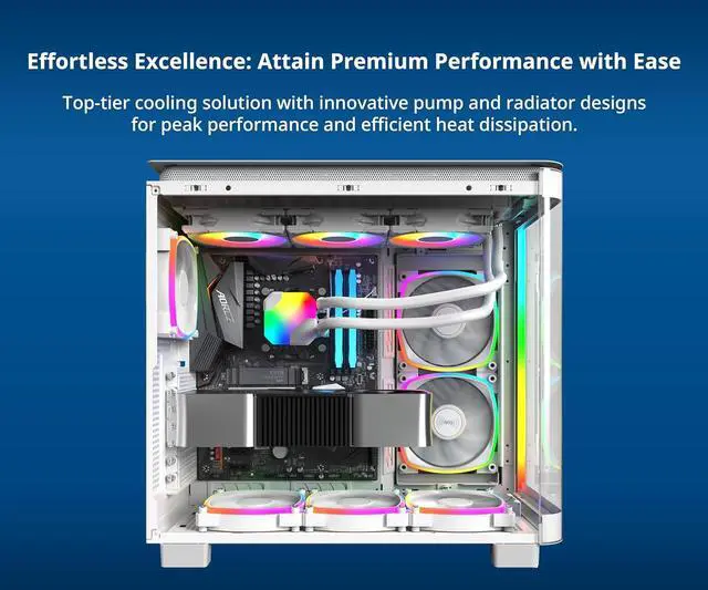 Alt view image 2 of 7 - ARGB 240 - AIO CPU Liquid Cooler, & Compatible, Chart-Topping Performance, Enhanced 3100RPM Water Pump Design, 3X Metal Pro 12 ARGB Ultimate Cooling Fans - Black