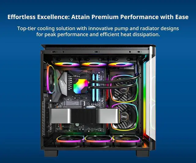 Alt view image 7 of 7 - ARGB 240 - AIO CPU Liquid Cooler, & Compatible, Chart-Topping Performance, Enhanced 3100RPM Water Pump Design, 3X Metal Pro 12 ARGB Ultimate Cooling Fans - Black