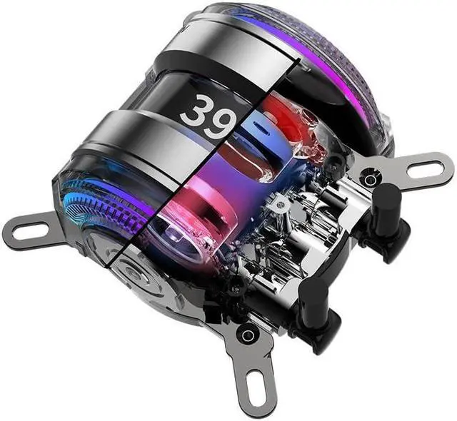 Alt view image 2 of 7 - i360 AIO CPU Liquid Cooler, Dual Pumps System CPU Water Cooler with Temperature Display Screen, 360mm Radiator & Three Snap-in Connection Wireless ARGB & PWM Case Fans (i360 White)