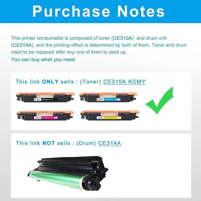 Alt view image 3 of 7 - Remanufactured Toner Cartridge Replacement for HP 126A CE310A CE311A CE312A CE313A CF341A Laserjet Pro CP1020 CP1025 CP1025nw Laserjet 100 Color MFP M175 M175nw (4-Pack Black Cyan Magenta Yellow)