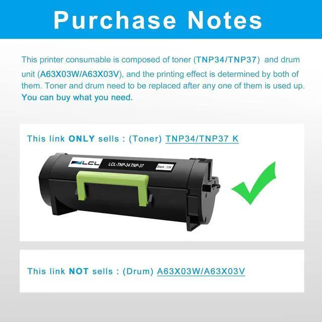 Alt view image 3 of 7 - Compatible Toner Cartridge Replacement for Konica Minolta TNP34 TNP-34 TNP37 TNP-37 A63T01W A63T01F 20000Pages Bizhub 4700P (1-Pack Black)