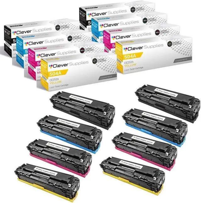 Main image of Compatible Toner Cartridge Replacement for  CP3525n CE250A Black CE251A Cyan CE252A Yellow CE253A Magenta  504A COLOR CM3530 CM3530FS CP3525DN CP3525X CP3520 CM3530FS MFP 4 Color Set