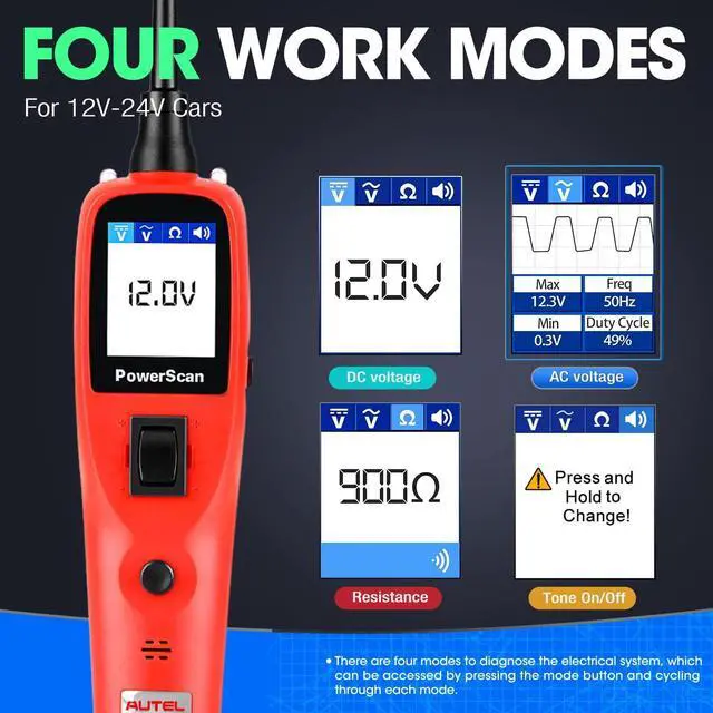 Alt view image 5 of 7 - Circuit Tester, Power Circuit Probe Tool, 12-24V Electrical Short Open Breaker Circuit Finder, Automotive Circuit Tester, Digital Multimeter/Relay & Diode Resistance Tool Kit, & 20FT Long Cord