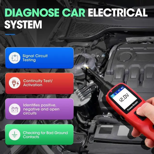 Alt view image 3 of 7 - Circuit Tester, Power Circuit Probe Tool, 12-24V Electrical Short Open Breaker Circuit Finder, Automotive Circuit Tester, Digital Multimeter/Relay & Diode Resistance Tool Kit, & 20FT Long Cord