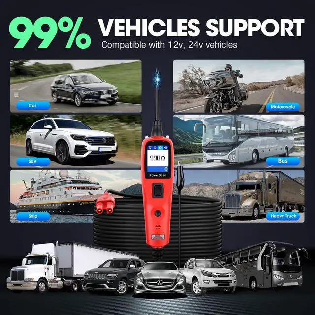 Alt view image 7 of 7 - Circuit Tester, Power Circuit Probe Tool, 12-24V Electrical Short Open Breaker Circuit Finder, Automotive Circuit Tester, Digital Multimeter/Relay & Diode Resistance Tool Kit, & 20FT Long Cord