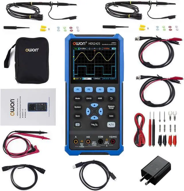 Main image of HDS242S Oscilloscope, 2 in 1 Dual Channel 40MHz Bandwidth Handheld Oscilloscope Multiumeter with Waveform Generator for Automatic Measurements, Electronic Measurement 3.5 inch LCD