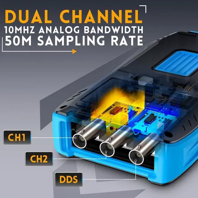Alt view image 3 of 6 - 2C23T 3 in 1 Handheld Oscilloscope Multimeter DDS Generator, 2 Channels, 10MHz Bandwidth, 50MSa/s Sampling Rate, 10000 Counts, Voltage, Current, Capacitor, Resistor, Diode Test