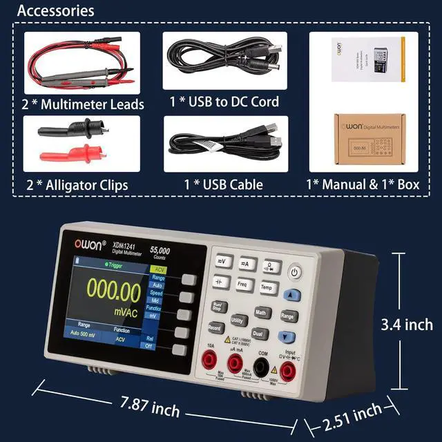 Alt view image 2 of 5 - XDM1241 Digital Multimeter Tester 10A AC/DC Current and 1000V DC Voltage Tester, Resistance, Frequen, Capacitance, Diode, Continuity, 3.5 inch LCD Bench Multimeter