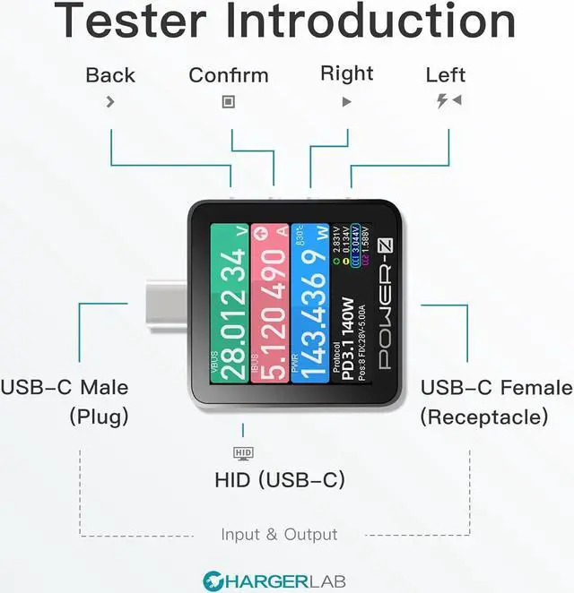 Alt view image 2 of 7 - KM003C Portable USB-C Fast Charging Tester PD3.1 QC5.0 Digital Voltmeter & Ammeter Power Bank Tester